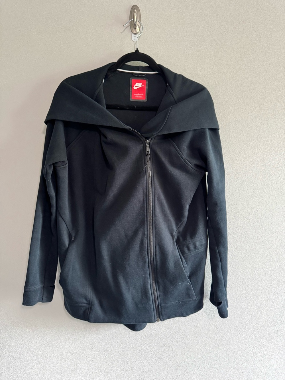 Nike Women's Black Open-Front Hooded Bomber Jacket - Picture 3 of 6